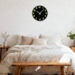 Glow in The Dark Wall Clock, 8 Inch Modern Silent Non Ticking Wall Clocks Battery Operated, Night Light Wall Clock for Living Room Decor, Wall Clocks Decorative for Kitchen Bedroom（Black） - Image 9