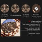OLEVS Men's Chronograph Quartz Watches, Leather Strap Gold Case with Day Date, Waterproof Stainless Steel Wrist Watch, Luminous Hand Analog Watches for Men, Brown/Black/Blue/White Dial - Image 7