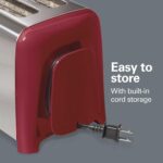 Hamilton Beach 2 Slice Toaster with Extra Wide Slots, Shade Selector, Auto-Shutoff, Cancel Button and Toast Boost, Red - Image 8