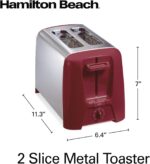 Hamilton Beach 2 Slice Toaster with Extra Wide Slots, Shade Selector, Auto-Shutoff, Cancel Button and Toast Boost, Red - Image 9