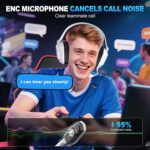 2.4GHz Wireless Gaming Headset for PS5/4, PC, Low-Latency Bluetooth Gaming Headphones with Stereo Sound, Noise Canceling Mic, Phantom White - Image 4