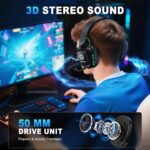 2.4GHz Wireless Gaming Headset for PS5/4, PC, Low-Latency Bluetooth Gaming Headphones with Stereo Sound, Noise Canceling Mic, Lunar Black - Image 3