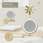 Rechargeable Wall Mounted Lighted Makeup Vanity Mirror 8 Inch Double Sided 1X 10X Magnifying Bathroom Mirror, 3 Color Lighting, Touch Screen Dimming, 360 Rotation Shaving Mirror Gold - Image 7