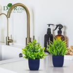 Der Rose 4 Pack Fake Plants Small Artificial Plants in Blue Pots Faux Plants Indoor for Home Room Bathroom Living Room Decor - Image 7