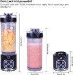 UTALENT Cordless Portable Blender, 25 oz removable Vessel, Powerful Personal Blender, For-Smoothies, Ice Crush, 4 Programs, Leakproof-Lid & Sip Spout, USB-C Rechargeable, Dishwasher Safe Parts, Black - Image 7