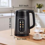Mecity Electric Kettle 1.7L Touch Screen Temperature Control Water Boiler, No Plastic Contact with Water. 6 Preset Temperature Programs, 2 Hours Keep Warm, Auto Shut Off, Dark Grey - Image 10
