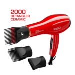 Kiss Products Red Detangler Dryer Plus 3 Attachments, 1.75 Pound - Image 4