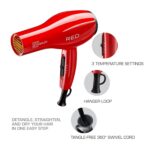 Kiss Products Red Detangler Dryer Plus 3 Attachments, 1.75 Pound - Image 5