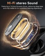 LEEMC Wireless Earbuds, Bluetooth Headphones 5.4, Ear Buds with Hooks for Sports, 80Hr Playtime Earphones, LED Display, IPX7 Waterproof Headset for Workout Running, Black - Image 4