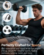 LEEMC Wireless Earbuds, Bluetooth Headphones 5.4, Ear Buds with Hooks for Sports, 80Hr Playtime Earphones, LED Display, IPX7 Waterproof Headset for Workout Running, Black - Image 6