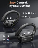 LEEMC Wireless Earbuds, Bluetooth Headphones 5.4, Ear Buds with Hooks for Sports, 80Hr Playtime Earphones, LED Display, IPX7 Waterproof Headset for Workout Running, Black - Image 7