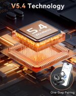 LEEMC Wireless Earbuds, Bluetooth Headphones 5.4, Ear Buds with Hooks for Sports, 80Hr Playtime Earphones, LED Display, IPX7 Waterproof Headset for Workout Running, Black - Image 8