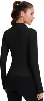 ZHENWEI Workout Jackets for Women Full Zip Up Cropped Athletic Long Sleeve Lightweight Slim Fit Running Tops with Pockets - Image 3
