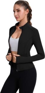 ZHENWEI Workout Jackets for Women Full Zip Up Cropped Athletic Long Sleeve Lightweight Slim Fit Running Tops with Pockets - Image 4