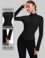 ZHENWEI Workout Jackets for Women Full Zip Up Cropped Athletic Long Sleeve Lightweight Slim Fit Running Tops with Pockets - Image 6