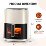 Sweetcrispy 6QT Air Fryer with Window, Square Airfryer Oven 12-in-1 for Family, 400°F Rapid Air Crispy Technology, Roast Bake Dehydrate, Nonstick & Easy-Clean Basket, White - Image 3