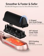 Terviiix Hair Straightener Brush Rose Gold - Ionic Anti-Frizz Hair Straightening Comb with MCH Heater, 13 Heat Settings, Fast Heating 20S, Dual Voltage, for Smooth & Shiny Hair - Image 4
