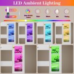 Makeup Vanity with Mirror and Lights, 34''W Dressing Table with Charging Station & RGB Glass Cabinet, Small Vanity Desk with 3 Color Lighting Modes & Adjustable Brightness - Image 4