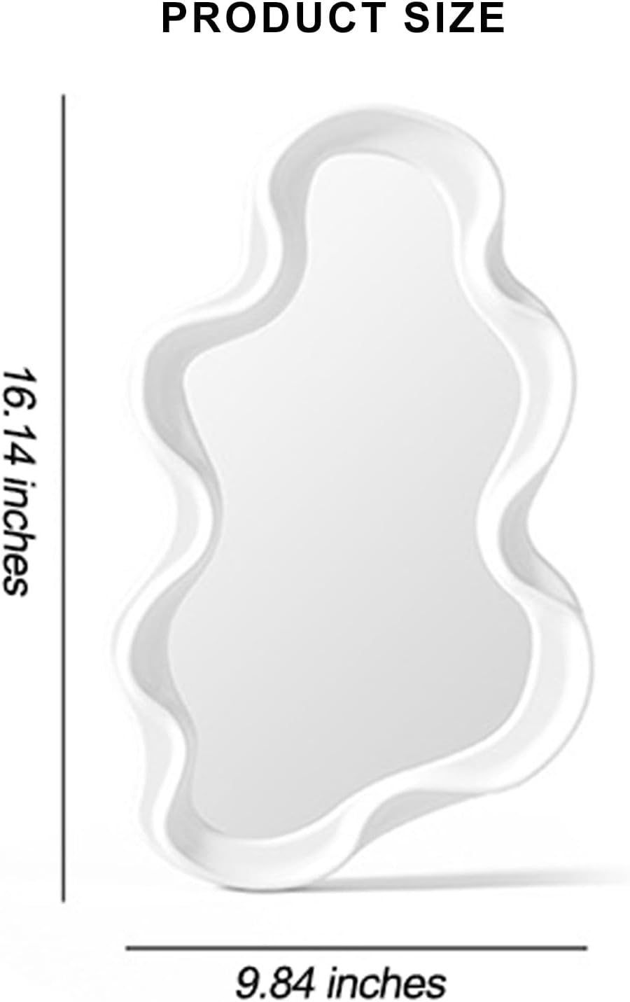 Mokoze Asymmetrical Wall-Mounted Mirror, Creative Unique Decorative Mirrors, Funky Wavy Mirror 16.14"x9.84" Irregular Border White Mirror for Bathroom Living Room Decoration - Image 3