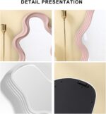 Mokoze Asymmetrical Wall-Mounted Mirror, Creative Unique Decorative Mirrors, Funky Wavy Mirror 16.14"x9.84" Irregular Border White Mirror for Bathroom Living Room Decoration - Image 5