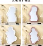 Mokoze Asymmetrical Wall-Mounted Mirror, Creative Unique Decorative Mirrors, Funky Wavy Mirror 16.14"x9.84" Irregular Border White Mirror for Bathroom Living Room Decoration - Image 7