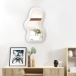 Mokoze Asymmetrical Wall-Mounted Mirror, Creative Unique Decorative Mirrors, Funky Wavy Mirror 16.14"x9.84" Irregular Border White Mirror for Bathroom Living Room Decoration - Image 8