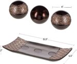 Creative Scents Dublin Brown Decorative Tray & Orb Set - 4-Piece Centerpiece for Living Room, Dining Room & Entry Table Decor - Image 4