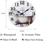 Bathroom Wall Clock Rustic Style Waterproof Glass Wall Clocks for Bathroom, Shower Wall Decor (8 Inch, Brown) - Image 3