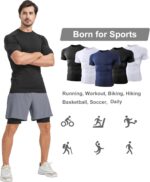 Dalavch 5 Pack Men’s Compression Shirts Short Sleeve Cool Dry Sports Athletic Workout Base Layer Undershirt T-Shirt Tops - Image 6