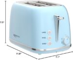 Retro 2 Slice Stainless Steel Toaster with 6 Bread Shade Settings, Bagel, Cancel, Defrost Function, Extra Wide Slot, Removable Crumb Tray, Blue - Image 8