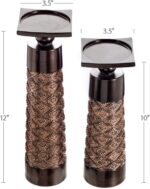 Creative Scents Dublin Brown Pillar Candle Holder Set of 2 - Home Decor Aesthetic, Coffee Table Decor Mantel Centerpieces Table Decorations, Living Room Decor or Dining Tabletop Decor -Gift Packaged- - Image 4