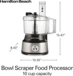 Hamilton Beach Food Processor & Vegetable Chopper for Slicing, Shredding, Mincing, and Puree, 10 Cups + Easy Clean Bowl Scraper, Black and Stainless Steel (70730) - Image 9