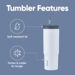 Owala Stainless Steel Triple Layer Insulated Travel Tumbler with Spill Resistant Lid and Straw, BPA Free, 24 oz, Grey/Blue (The Great Blue) - Image 4