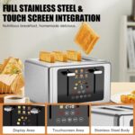 4 Slice Toaster, Touchscreen & Dual Independent Control Panel，5 Basic Functions & Digital Countdown Toasters, 6 Shade Settings＆6 Bread Types, Smart Bread Maker Mute/Screen-Off,Brushed steel - Image 7