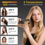 Cordless Hair Straightener Curler 2 in 1 Ceramic Flat Iron Mini Portable Fast Heating 30s 4500mAh Battery 4 Temp Adjustments LCD Display USB Rechargeable for Women Men with Pouch (Black) - Image 3
