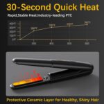 Cordless Hair Straightener Curler 2 in 1 Ceramic Flat Iron Mini Portable Fast Heating 30s 4500mAh Battery 4 Temp Adjustments LCD Display USB Rechargeable for Women Men with Pouch (Black) - Image 4