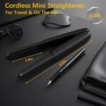 Cordless Hair Straightener Curler 2 in 1 Ceramic Flat Iron Mini Portable Fast Heating 30s 4500mAh Battery 4 Temp Adjustments LCD Display USB Rechargeable for Women Men with Pouch (Black) - Image 8