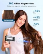 Hair Dryer, 160000 RPM High Speed 200 Million Ionic Blow Dryer, Professional Hair Blow Dryer with Diffuser and Nozzle for Home, Travel & Salon Use, 120V - Image 5