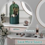 GAXmi Makeup Brush Holder with Lid Cosmetic Tools Organizer 360 Rotating Waterproof Dustproof Beauty Brushes Storage for Vanity, All Green | with Lid, 360 Rotating, Waterproof, Dustproof, for Vanity - Image 6