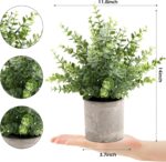 2 Pack Small Fake Plants 14" Eucalyptus Potted Artificial Plants for Shelf Desk Home Bathroom Farmhouse Room Coffee Table Decor (Sage Green-Large) - Image 8