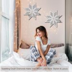 2 Piece Crushed Diamond Decorative Mirror, Silver Crushed Diamond Mirror Decor Wall for Living Room Bedroom Bathroom Office (12X12in, Set of 2, Ready to Hang) - Image 3