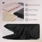 Mulberry Silk Pillow Cases Set of 2, Both Sides Real Silk Pillowcase for Hair and Skin Prevent Acne Pillowcase Organic Silk Pillowcase 2 Pack with Hidden Zipper, Black, Standard (20"×26") - Image 3