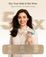 Hair Dryer Ionic with Diffuser - 160,000 RPM Professional High-Speed Blow Dryer, 500M Negative Ions Fast Drying for Women, Lightweight, Low Noise Dryer for Curly or Straight Hair - Image 3