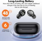 Lanteso True Wireless Bluetooth 5.3 Earbuds, 48H Playtime,Light Weight Headphones in Ear Buds Built in Mic Headset Premium Sound with Deep Bass,Clear Calls Earphones for Sports Workout Black - Image 3