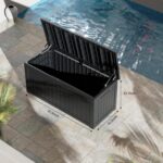 Outdoor Storage Box Waterproof, 270 Gallon Lockable Resin Deck Box Large, Patio Storage Bin for Pool Accessories Cushion Furniture, Garden Tools, UV-Resistant Outside Delivery Black - Image 3
