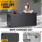 Outdoor Storage Box Waterproof, 270 Gallon Lockable Resin Deck Box Large, Patio Storage Bin for Pool Accessories Cushion Furniture, Garden Tools, UV-Resistant Outside Delivery Black - Image 8