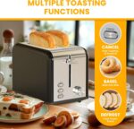 Simple Deluxe 2-Slice Toaster, Stainless Steel Toaster, 6 Browning Setting and 3 Function, Extra Wide Slot & Removable Crumb Tray, for Bread & Waffle, Black - Image 3