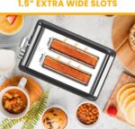 Simple Deluxe 2-Slice Toaster, Stainless Steel Toaster, 6 Browning Setting and 3 Function, Extra Wide Slot & Removable Crumb Tray, for Bread & Waffle, Black - Image 5