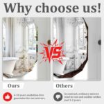 36x24 Inch Beveled Oval Bathroom Mirror, Frameless Copper-Free Silver Mirror, Modern Vanity Mirror, Decorative Wall Mirrors Over Sink for Restroom, Bedroom, Living Room, Bathroom, Entryway - Image 6