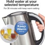 Hamilton Beach 1.7 Liter Temperature Control Electric Kettle, Water Boiler & Heater, Fast Boiling 1500 Watts, BPA Free, Cordless, Auto-Shutoff and Boil-Dry Protection, Stainless Steel (41020R) - Image 5